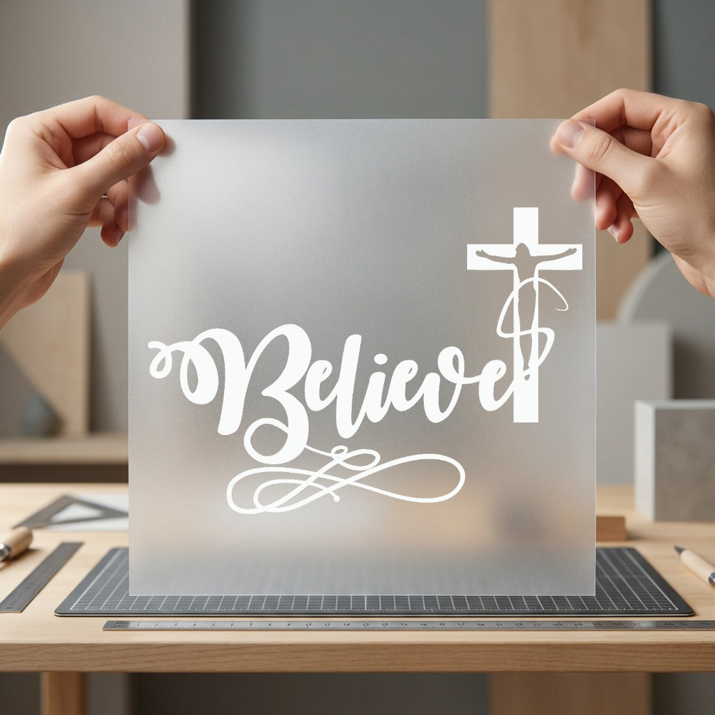 Believe Christian Word Cross Christian Faith Ready to Press DTF Transfer for Dtf