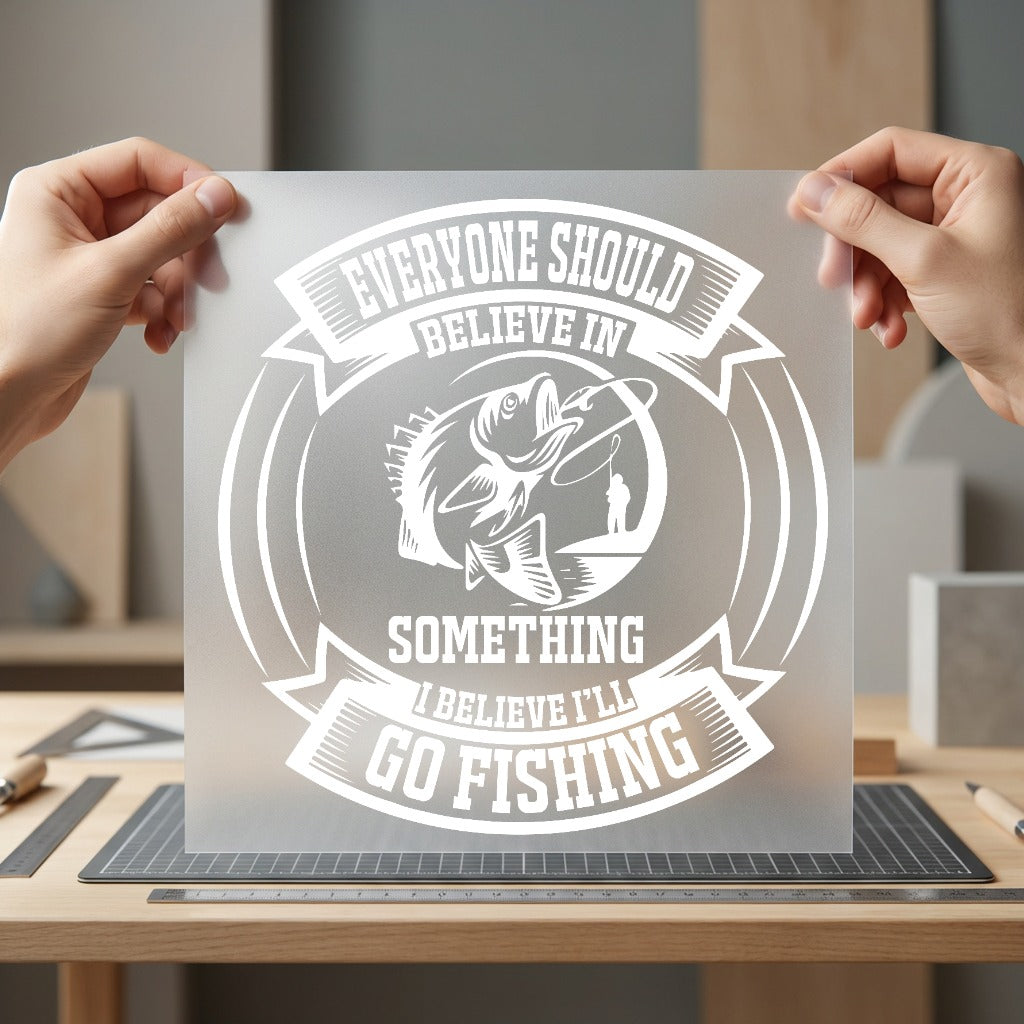 Believe Fishing Retro Diy Dad Grandpa Ready to Press DTF Transfer for Dtf