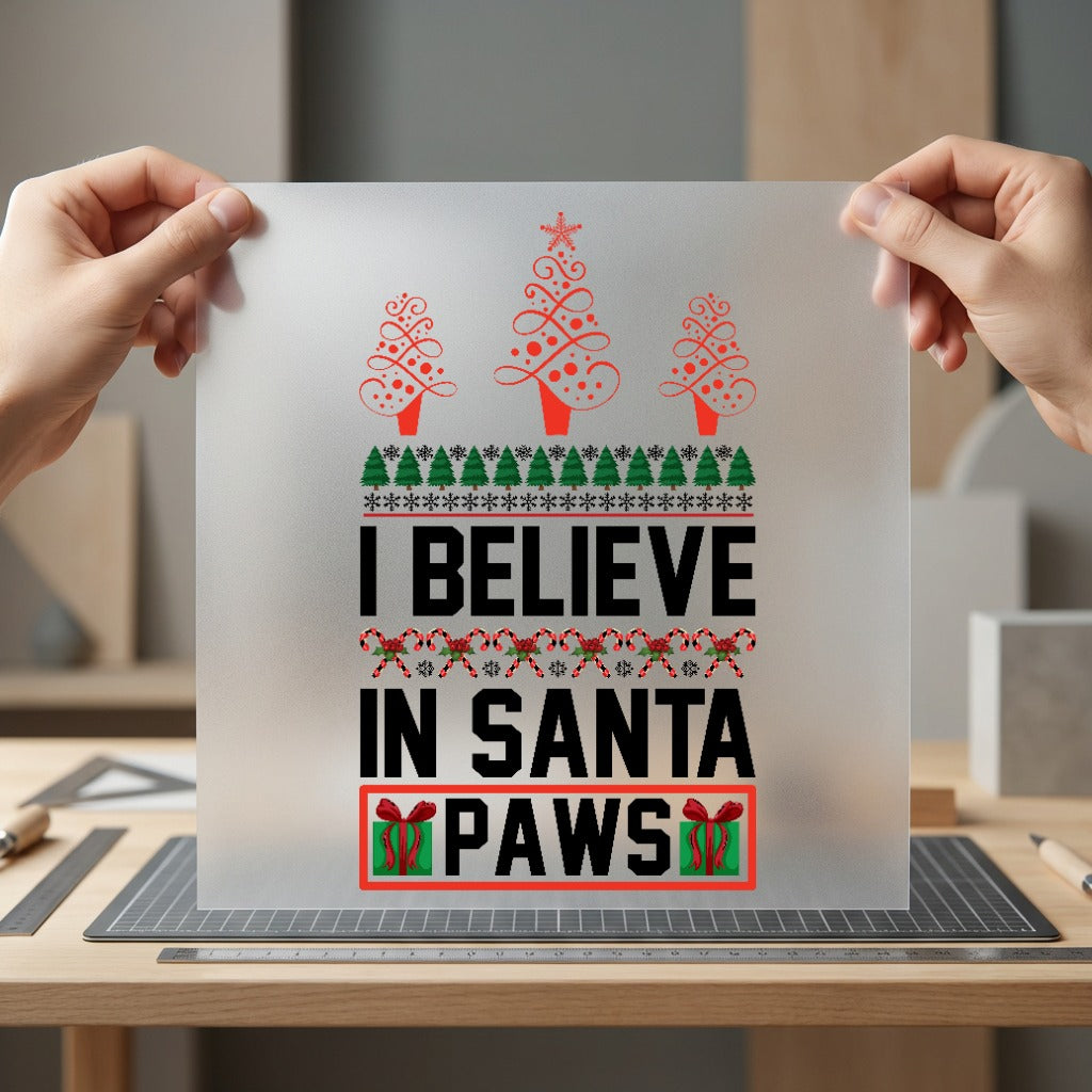 Believe Santa Paws Christmas Christmas Mom Ready to Press DTF Transfer for Dtf