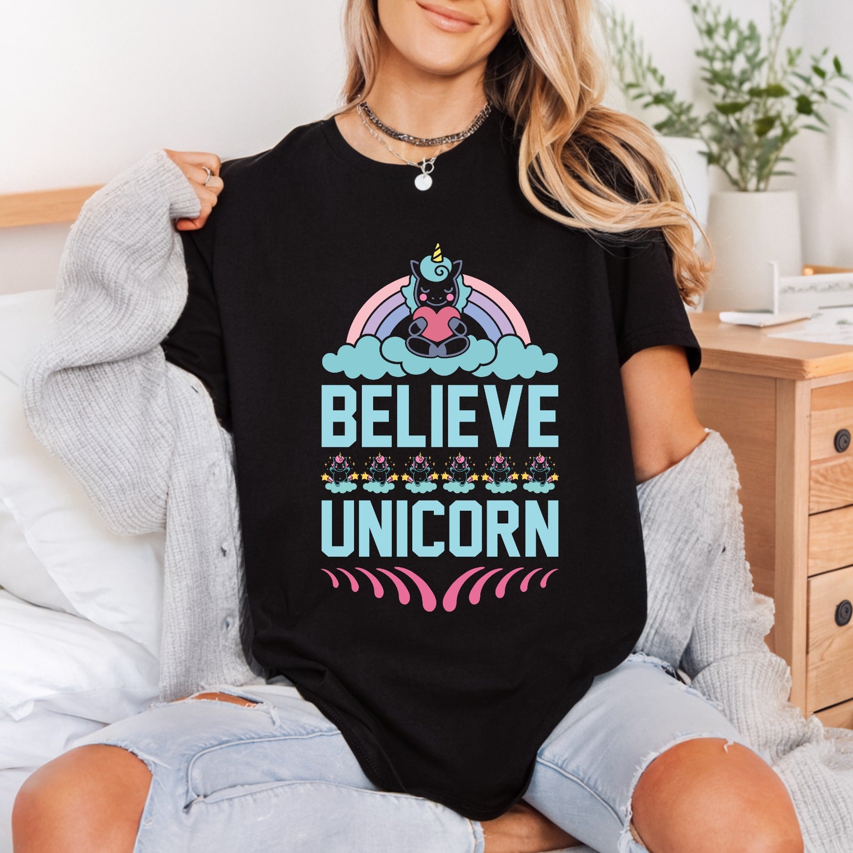 Believe Unicorn Diy Funny Ready to Press DTF Transfer for Dtf