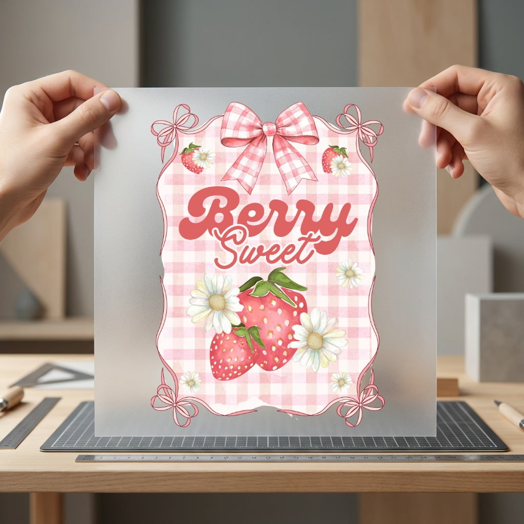 Berry Sweet Gingham Retro Cute Food Characters Collection Cute & Kawaii Collection Ready to Press DTF Transfer for Dtf