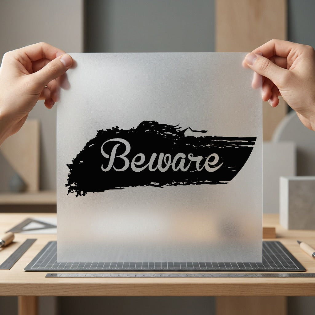 Beware Grunge Script Brush Halloween Ready to Press DTF Transfer for Dtf