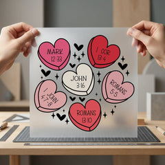 Bible Verse Conversation Hearts Christian Faith Ready to Press DTF Transfer for Dtf
