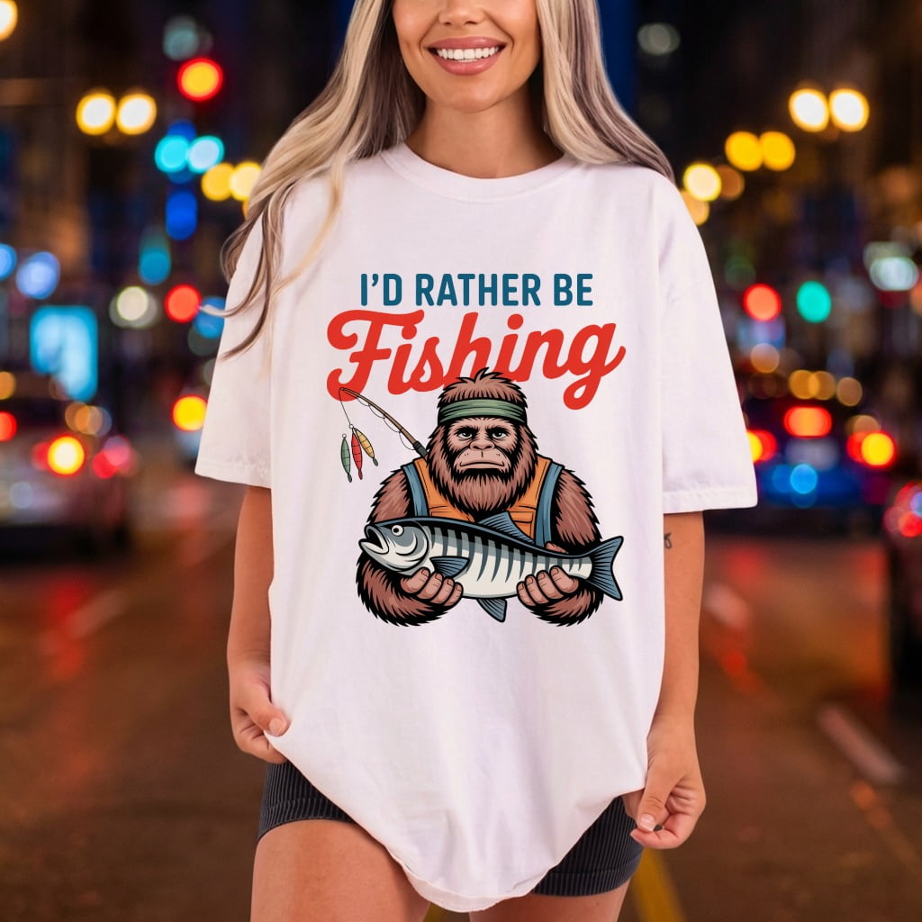 Bigfoot Rather Fishing Retro Dad Funny Ready to Press DTF Transfer for Dtf