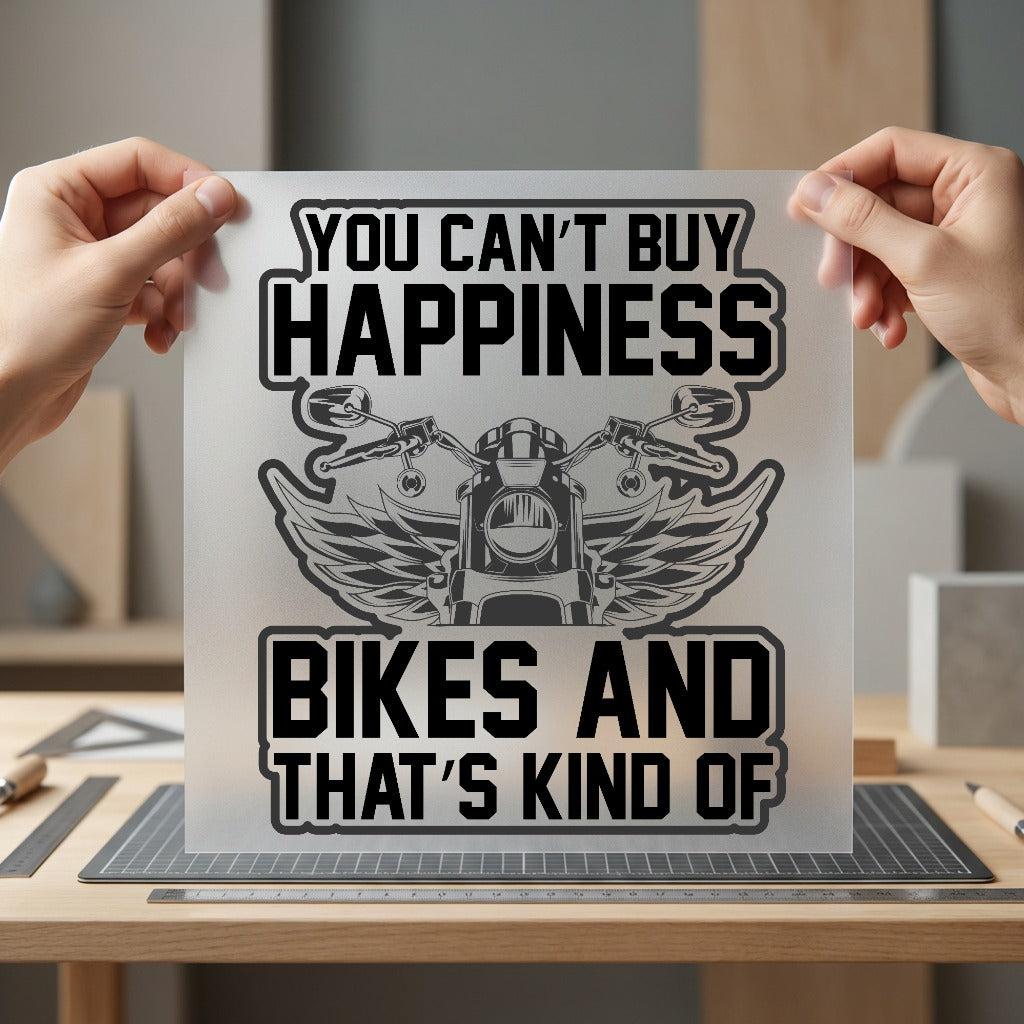 Biker Happiness Motorcycle Diy Vintage Retro Ready to Press DTF Transfer for Dtf