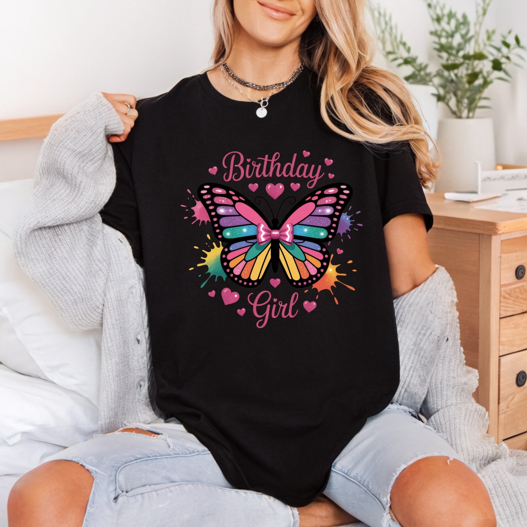 Birthday Girl Butterfly Vibrant Aesthetic Butterfly Ready to Press DTF Transfer for Dtf