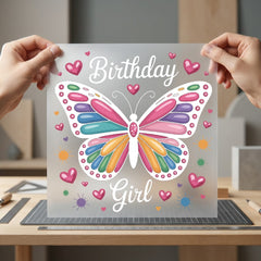 Birthday Girl Colorful Butterfly Butterfly Ready to Press DTF Transfer for Dtf