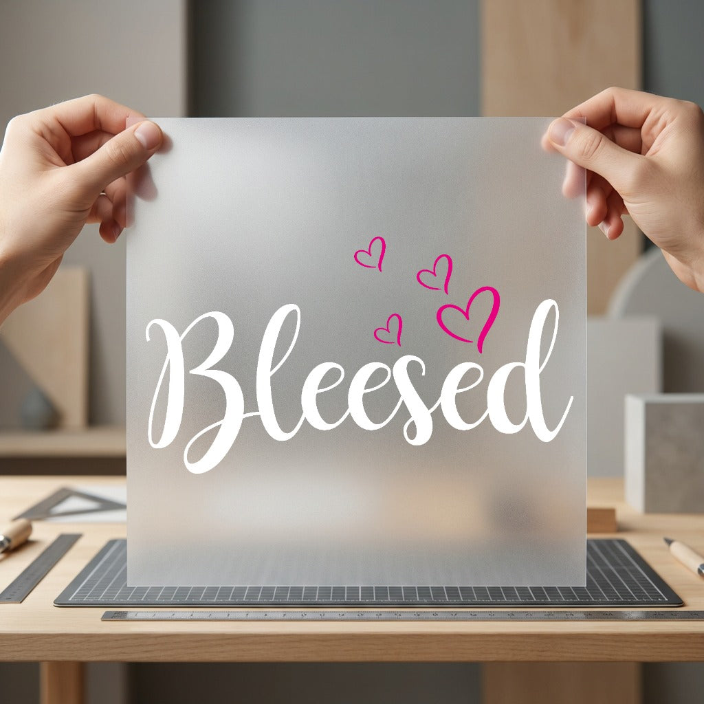 Blessed Hearts Script Font Faith Prayer Ready to Press DTF Transfer for Dtf