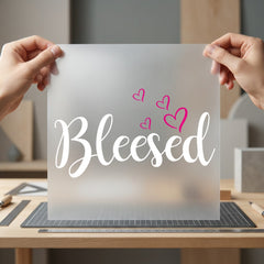 Blessed Hearts Script Font Faith Prayer Ready to Press DTF Transfer for Dtf