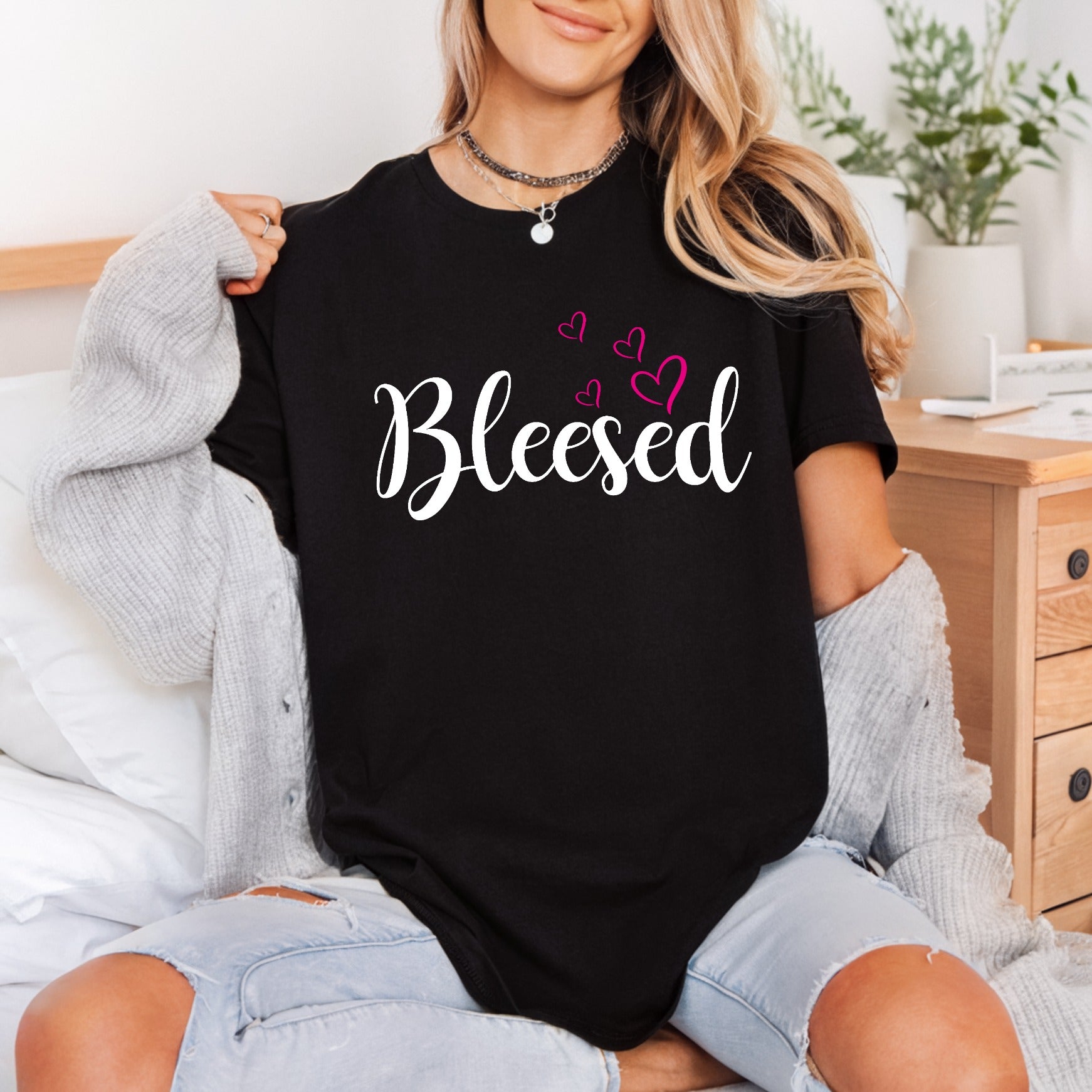 Blessed Hearts Script Font Faith Prayer Ready to Press DTF Transfer for Dtf