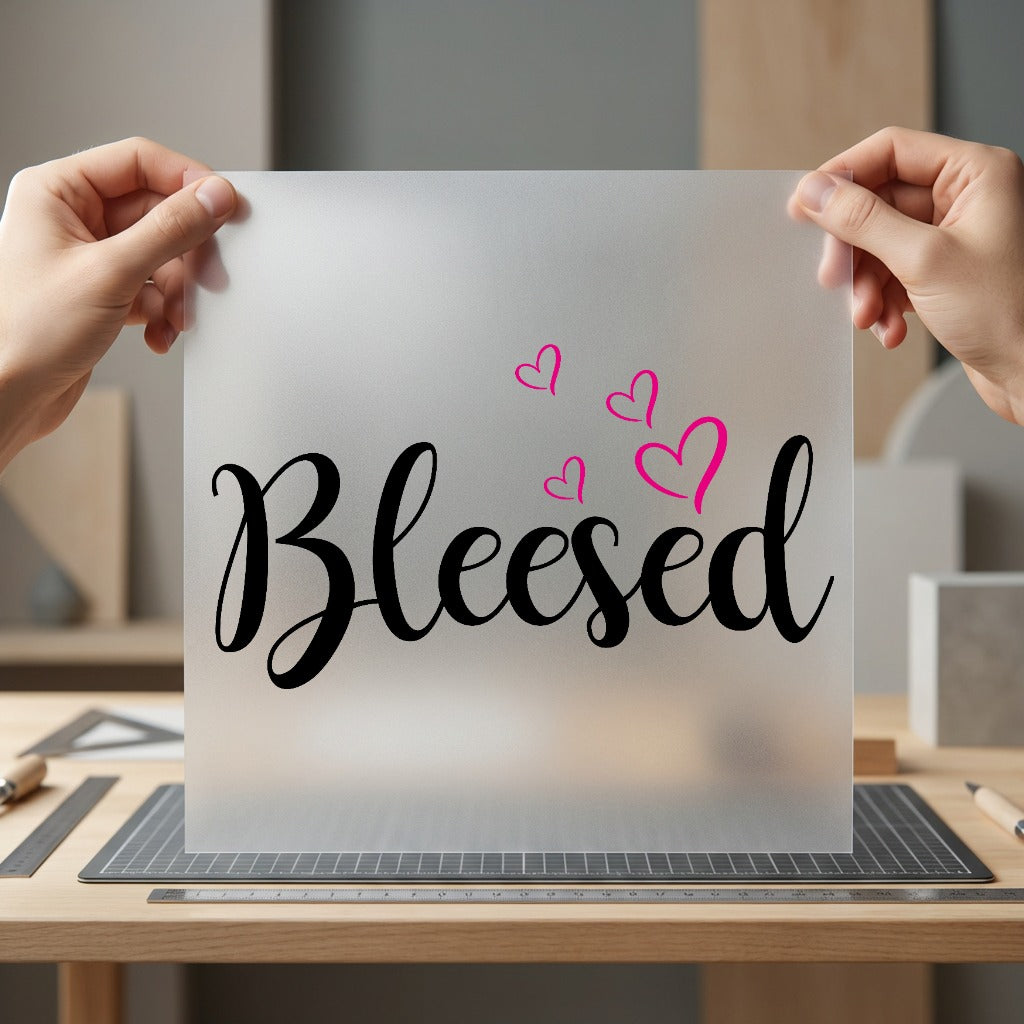 Blessed Hearts Script Font Faith Prayer Ready to Press DTF Transfer for Dtf
