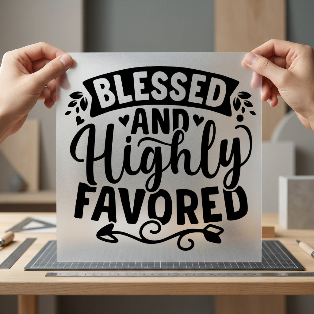 Blessed Highly Favored Script Christian Faith Ready to Press DTF Transfer for Dtf