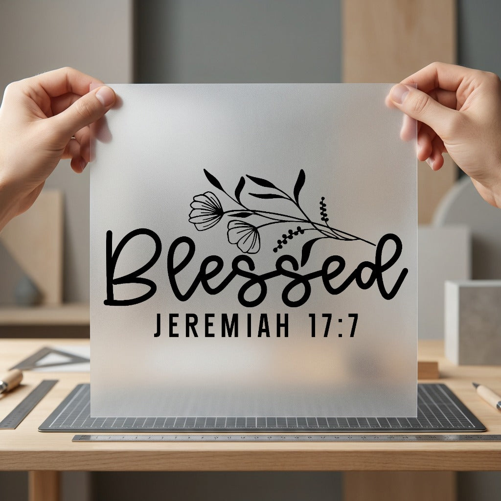 Blessed Jeremiah Floral Script Christian Faith Ready to Press DTF Transfer for Dtf