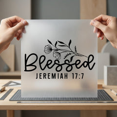 Blessed Jeremiah Floral Script Christian Faith Ready to Press DTF Transfer for Dtf