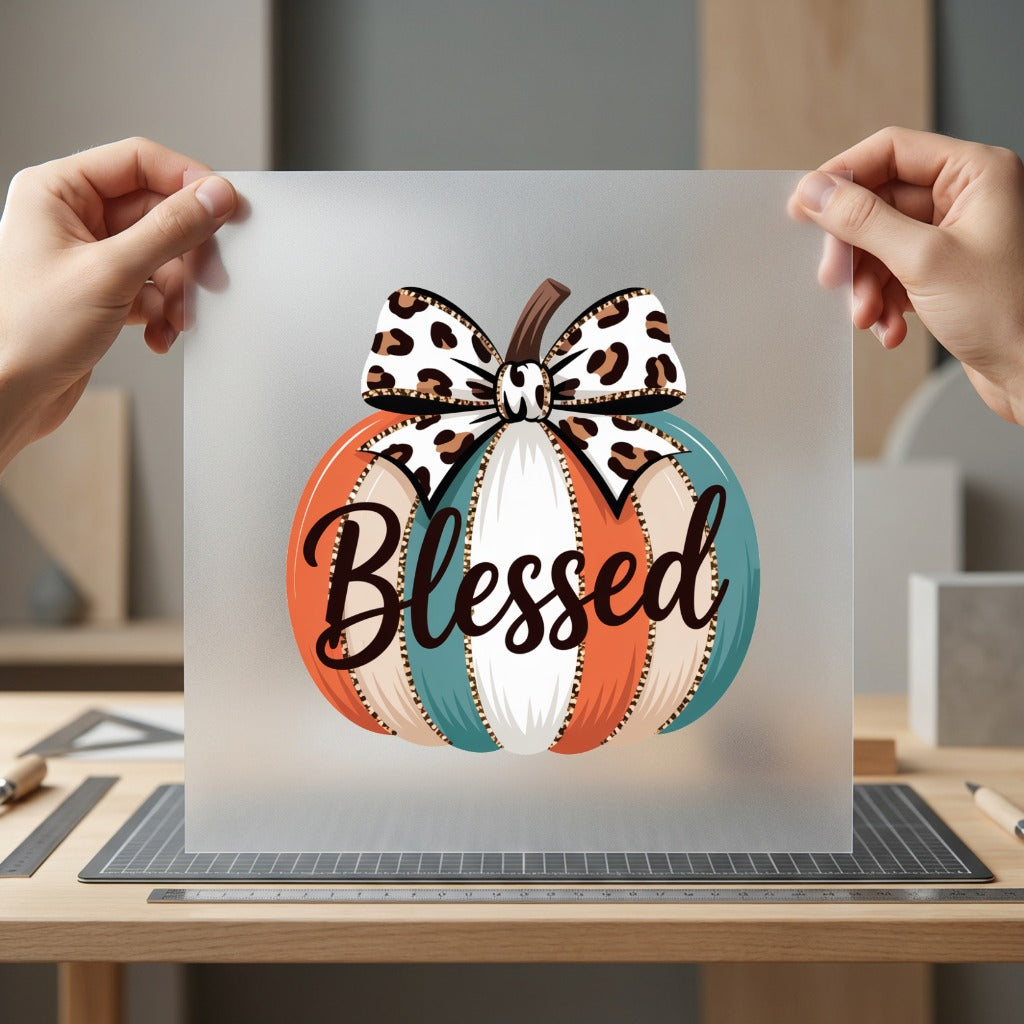 Blessed Leopard Pumpkin Autumn Faith Blessed Ready to Press DTF Transfer for Dtf