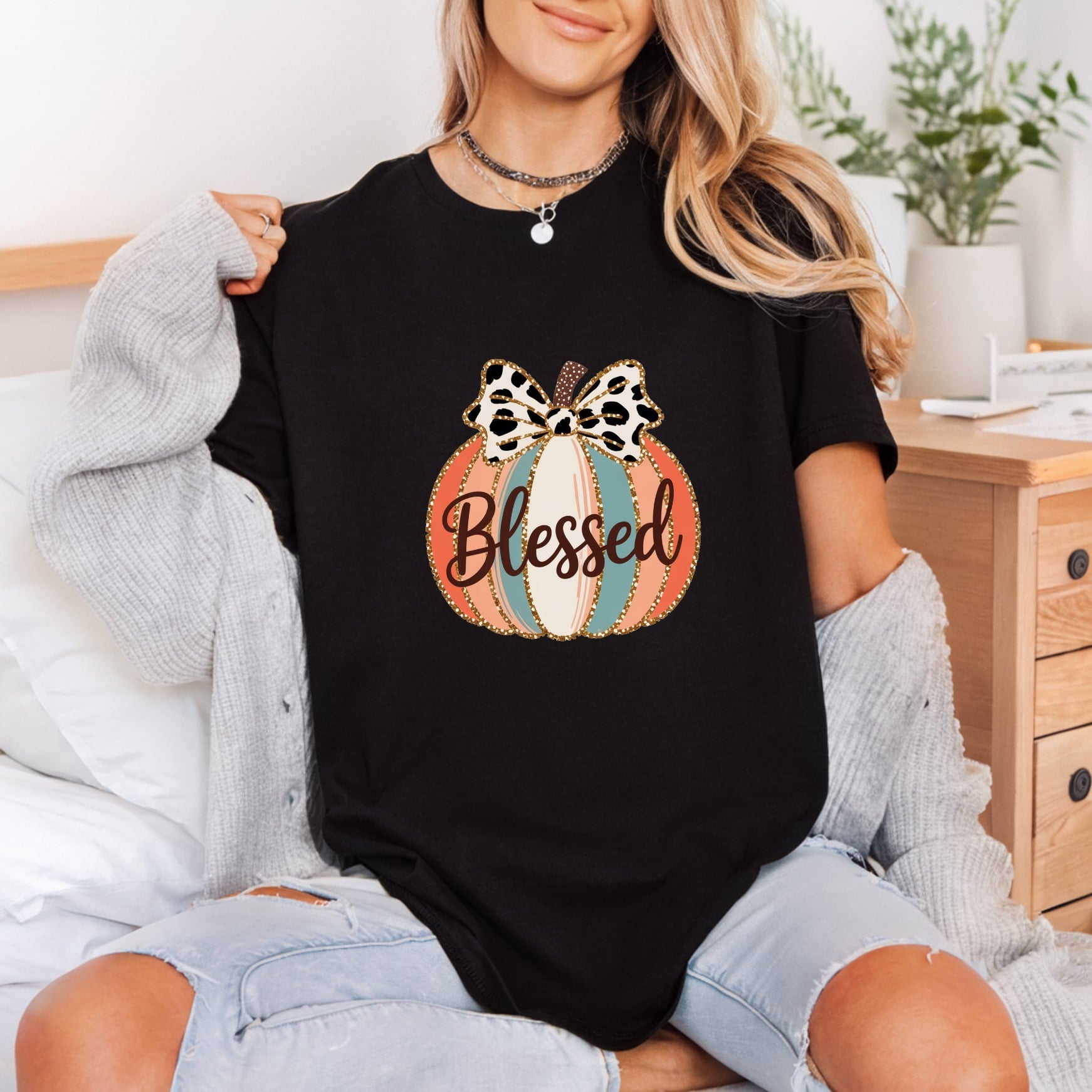 Blessed Leopard Pumpkin Fall Faith Blessed Ready to Press DTF Transfer for Dtf