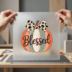 Blessed Leopard Pumpkin Fall Faith Blessed Ready to Press DTF Transfer for Dtf