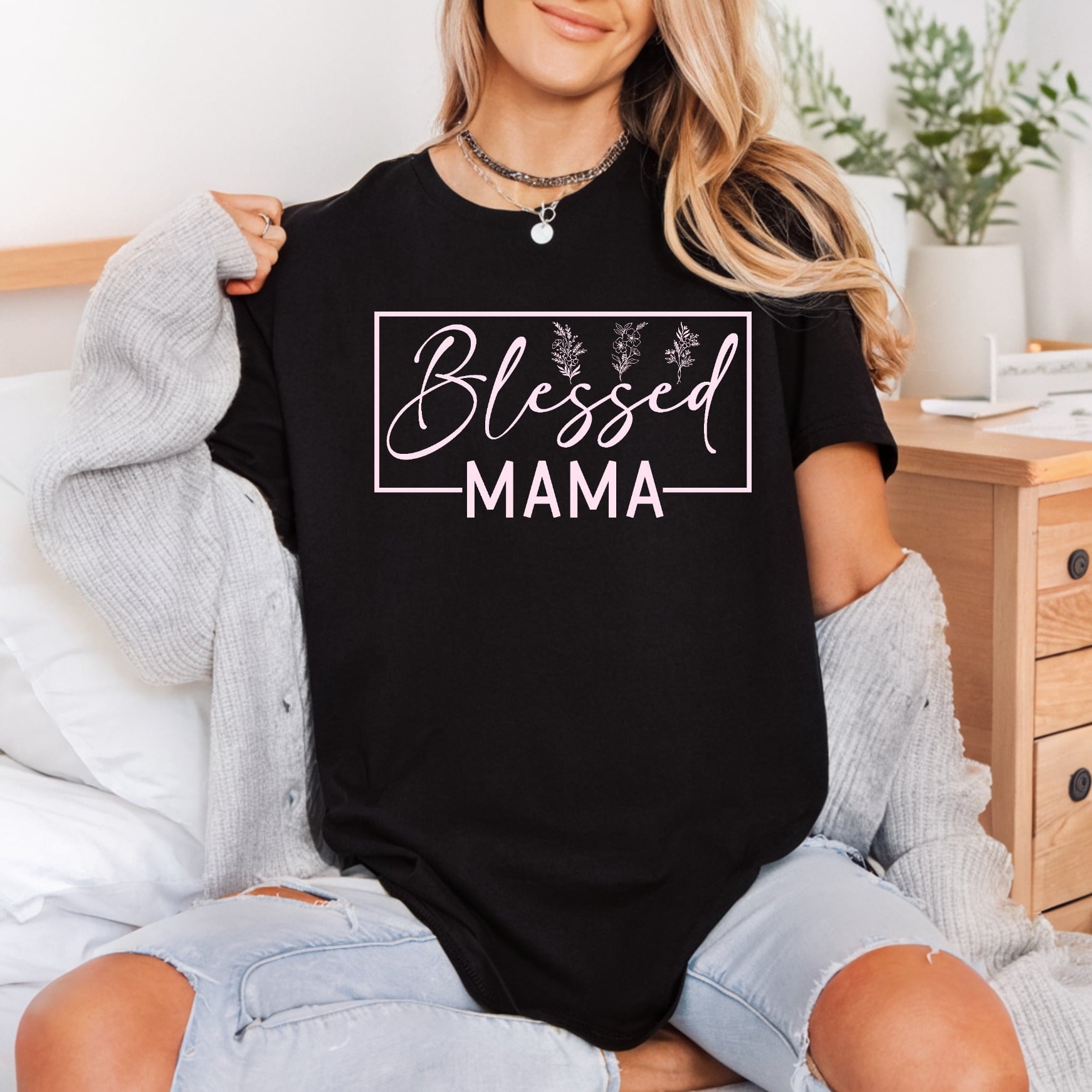 Blessed Mama Floral Diy Faith Blessed Ready to Press DTF Transfer for Dtf