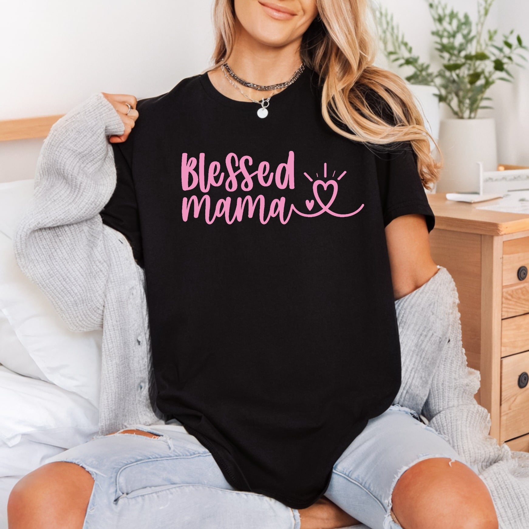 Blessed Mama Pink Script Faith Blessed Ready to Press DTF Transfer for Dtf