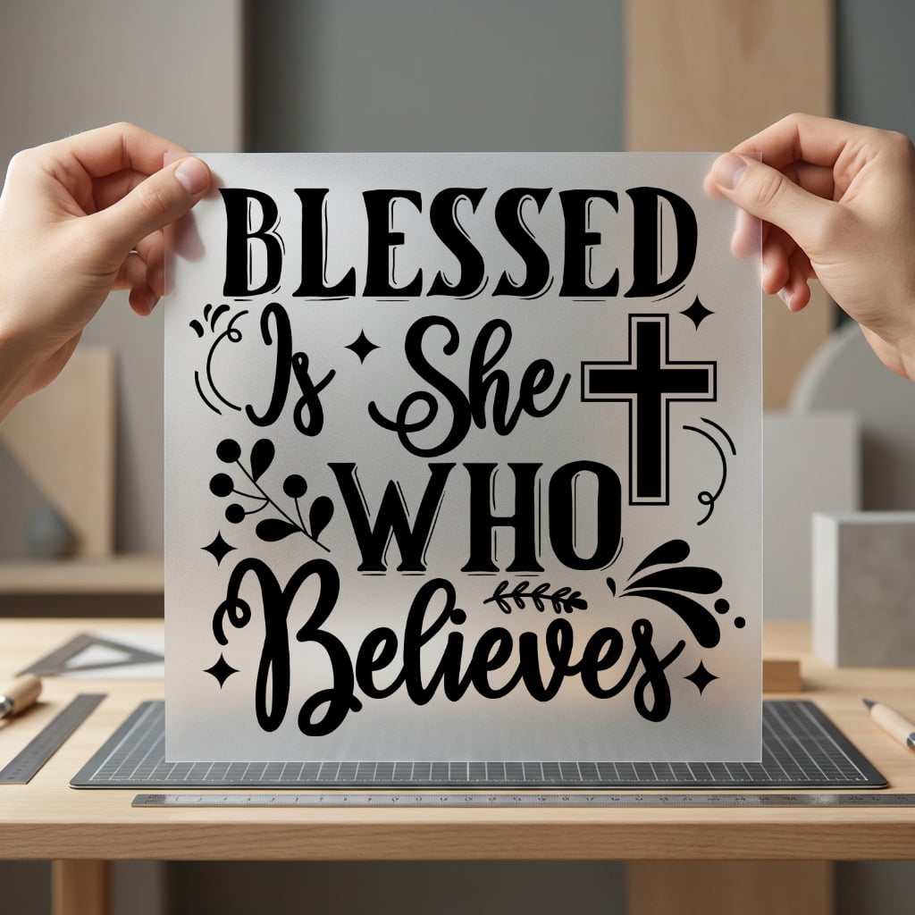 Blessed She Who Believes Christian Faith Ready to Press DTF Transfer for Dtf