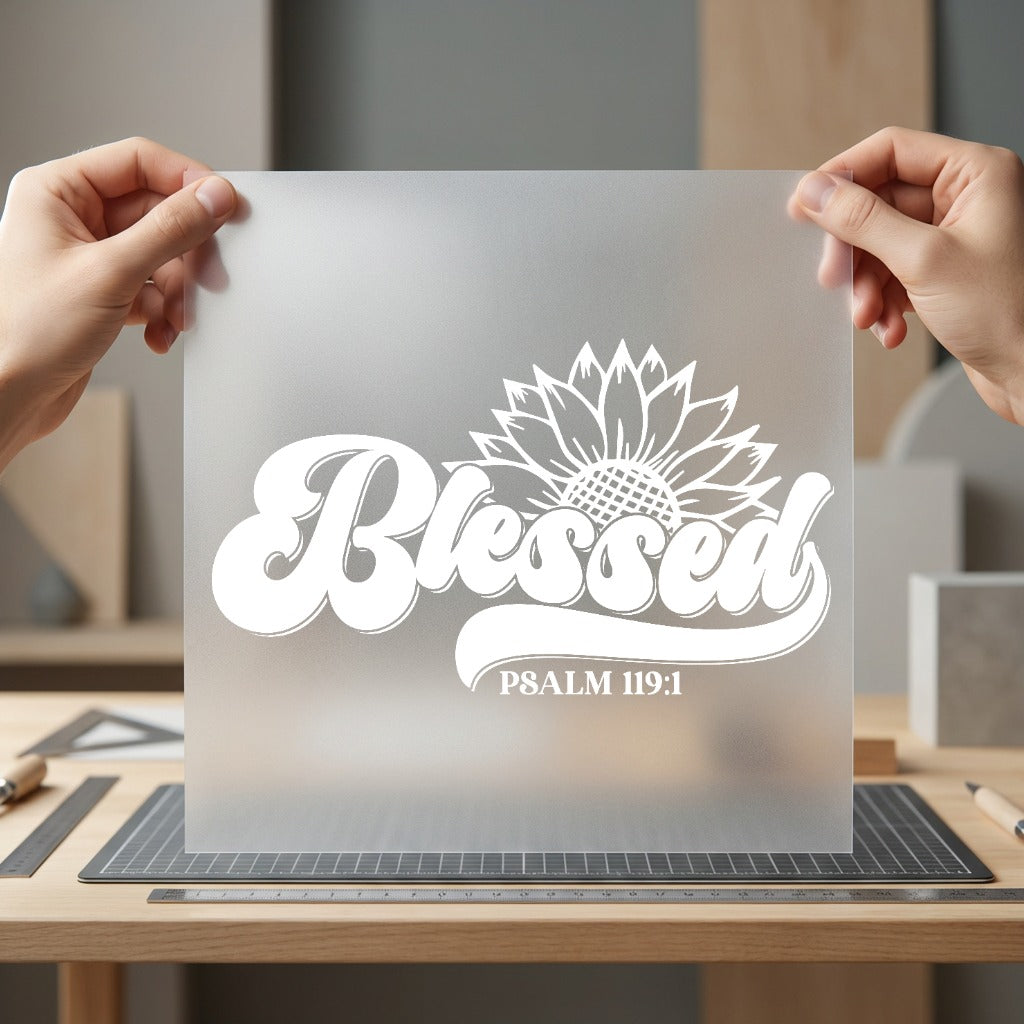 Blessed Sunflower Pslam Retro Christian Faith Ready to Press DTF Transfer for Dtf