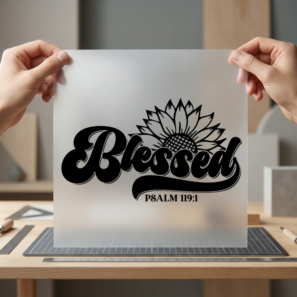 Blessed Sunflower Pslam Retro Christian Faith Ready to Press DTF Transfer for Dtf