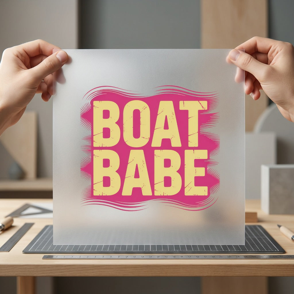 Boat Babe Text Retro Vintage Retro Ready to Press DTF Transfer for Dtf