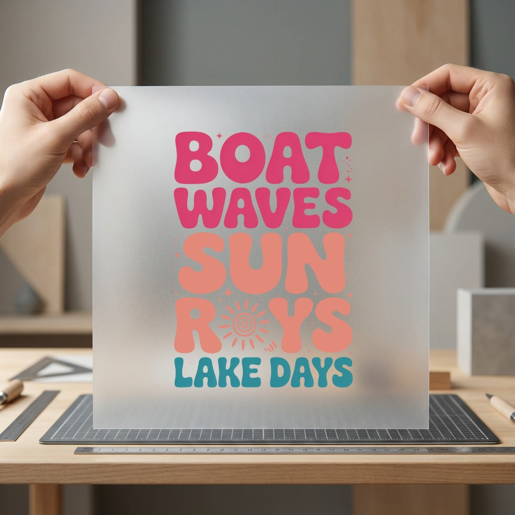 Boat Waves Sun Rays Vintage Retro Ready to Press DTF Transfer for Dtf