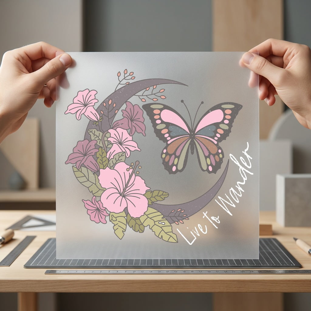 Boho Floral Butterfly Moon Vintage Retro Ready to Press DTF Transfer for Dtf