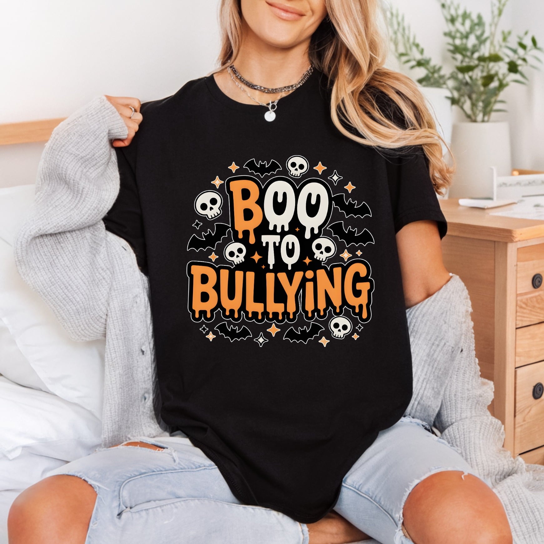 Boo Bullying Halloween Diy Halloween Funny Ready to Press DTF Transfer for Dtf