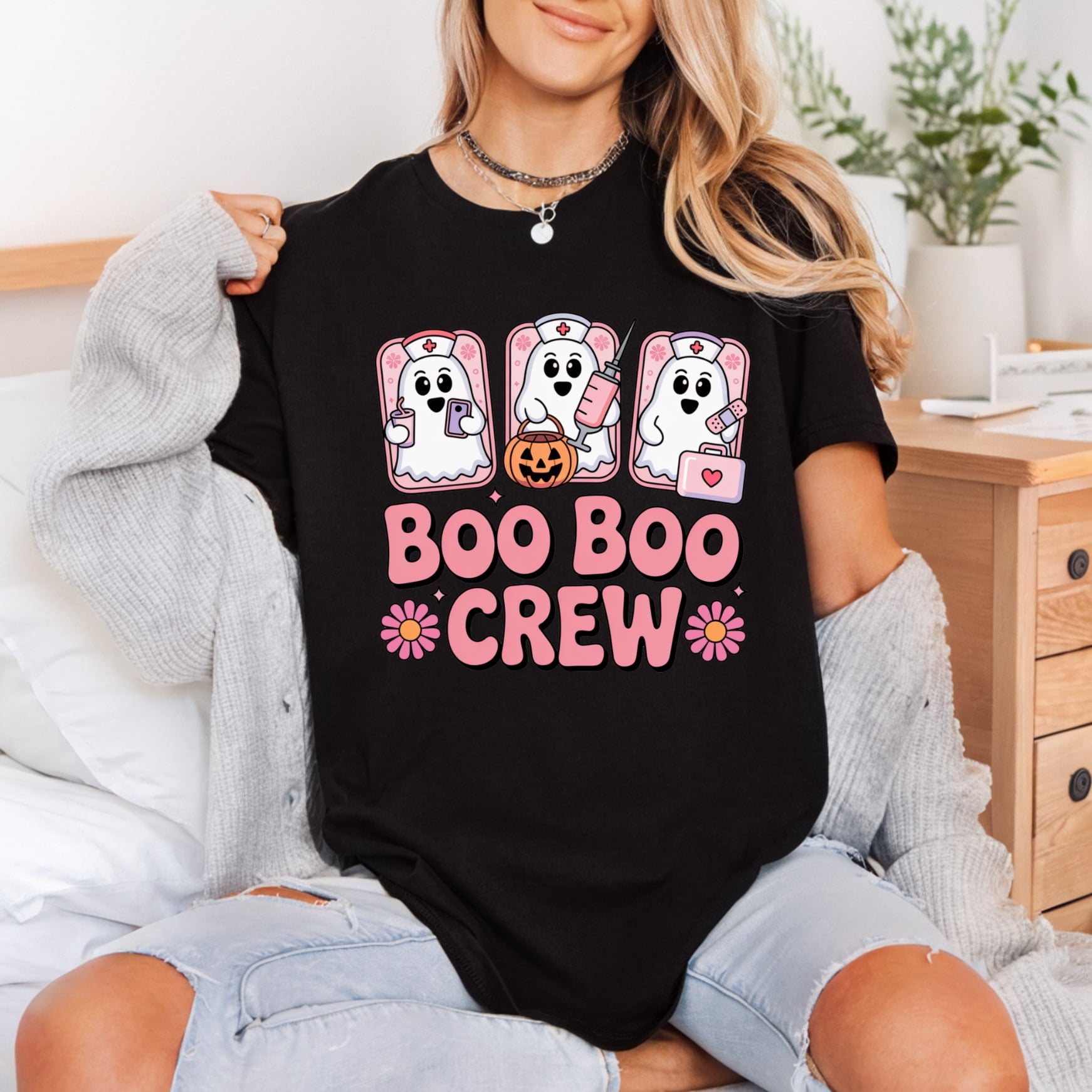 Boo Crew Ghosts Retro Halloween Nurse Ready to Press DTF Transfer for Dtf