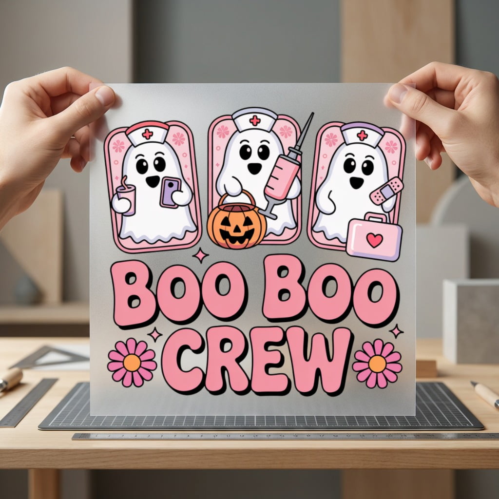 Boo Crew Ghosts Retro Halloween Nurse Ready to Press DTF Transfer for Dtf
