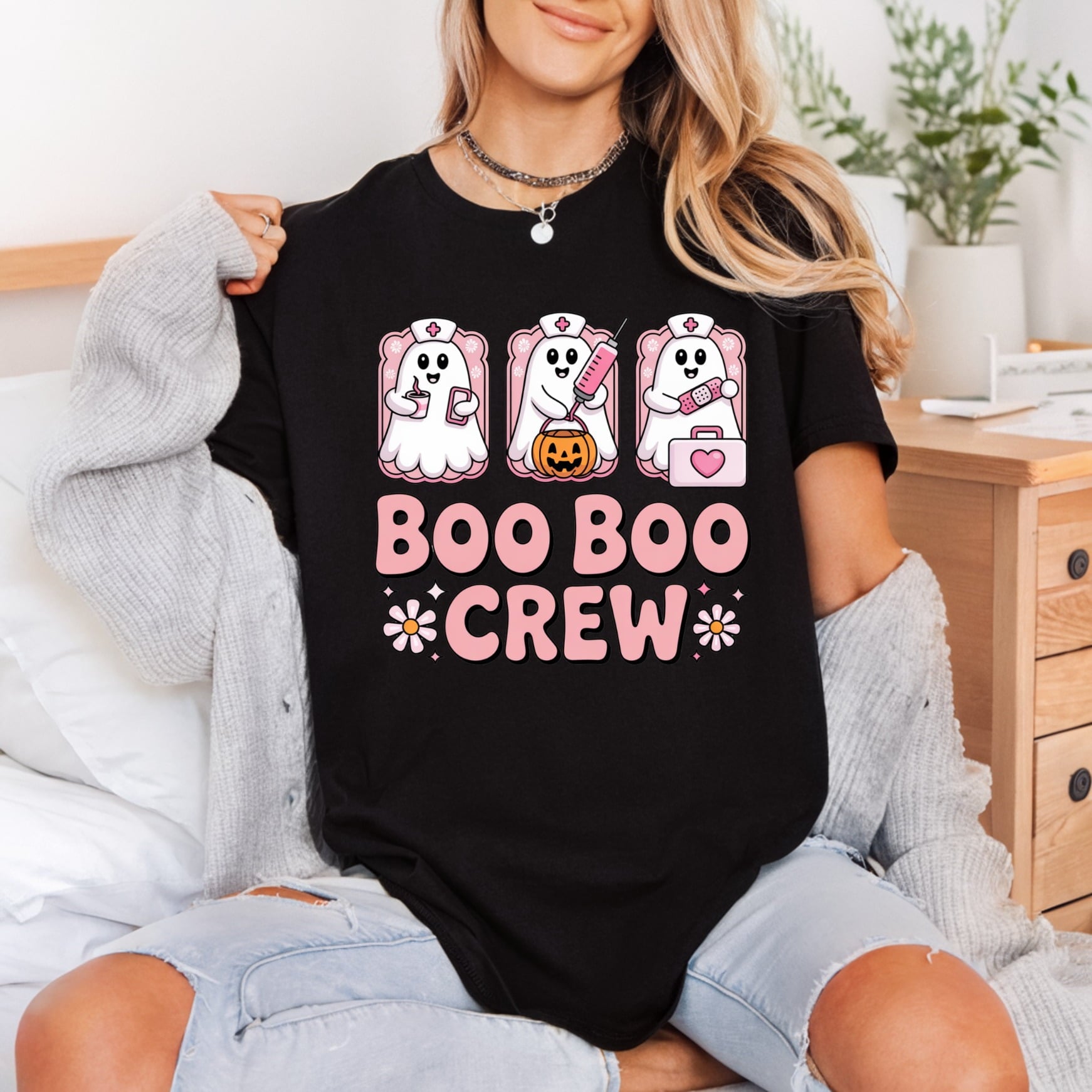 Boo Crew Nurse Ghost Halloween Nurse Ready to Press DTF Transfer for Dtf