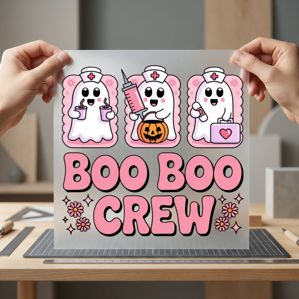Boo Crew Nurse Ghost Halloween Nurse Ready to Press DTF Transfer for Dtf