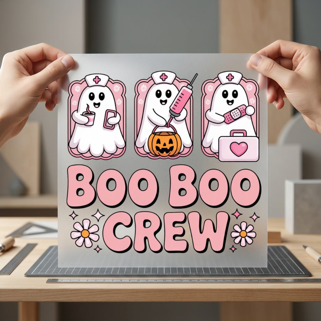 Boo Crew Nurse Ghost Halloween Nurse Ready to Press DTF Transfer for Dtf