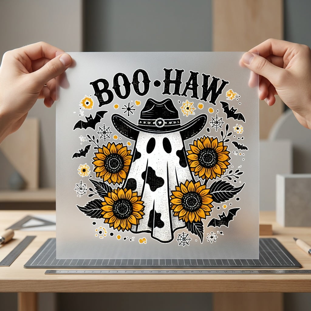 Boo Haw Ghost Western Usa Halloween Ready to Press DTF Transfer for Dtf
