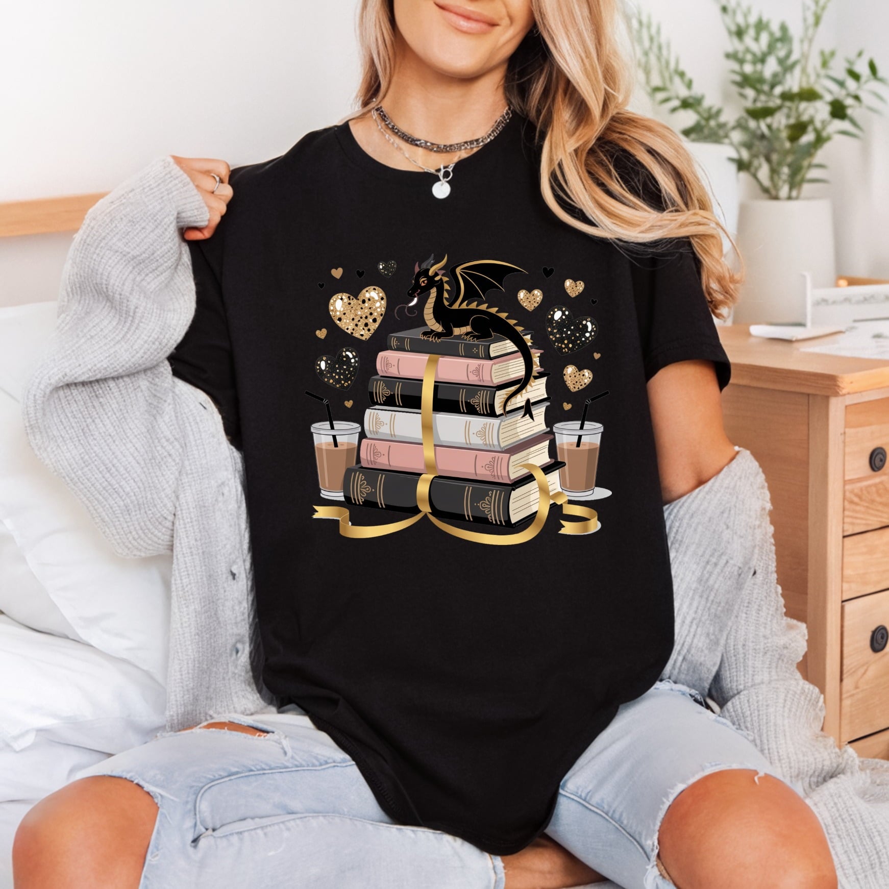 Book Lover Dragon Cozy Fantasy Vibes Collection Home & Cozy Vibes Collection Ready to Press DTF Transfer for Dtf