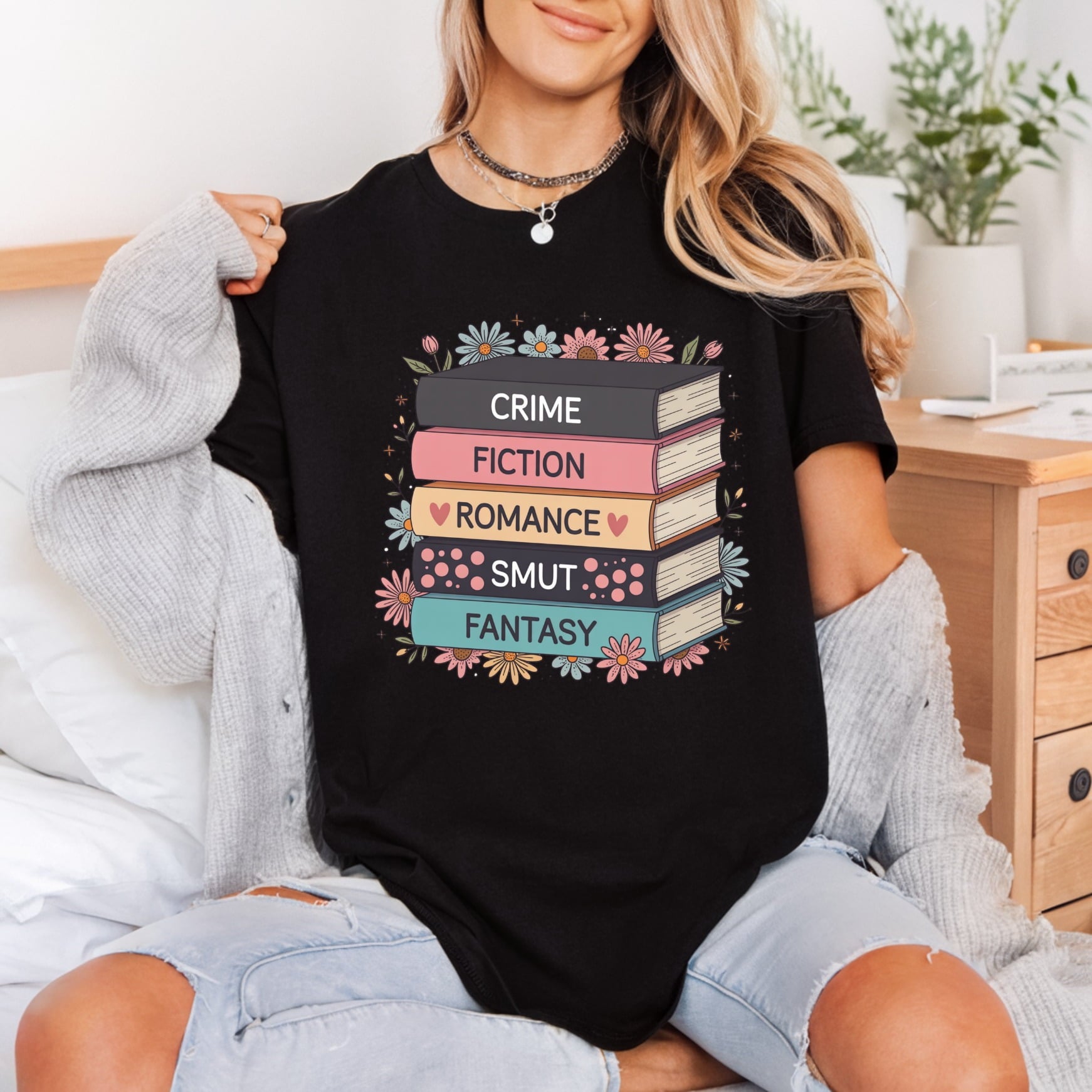 Book Lover Stack Retro Aesthetic Ready to Press DTF Transfer for Dtf