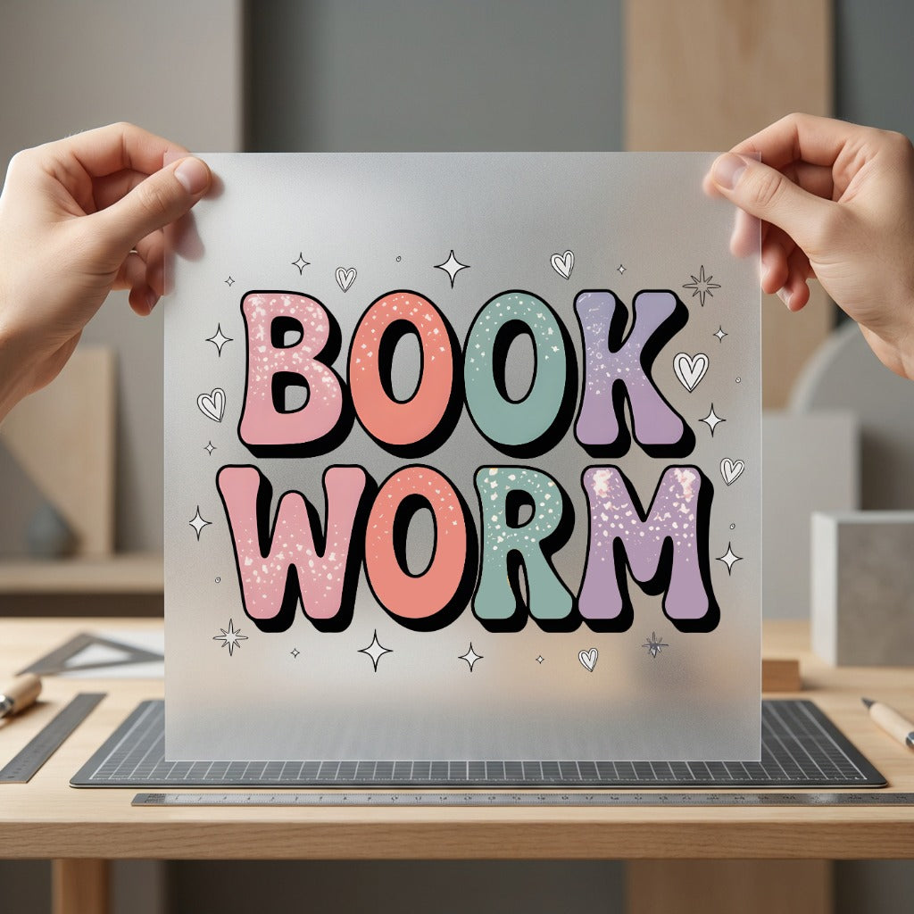 Book Worm Retro Groovy Retro Aesthetic Ready to Press DTF Transfer for Dtf