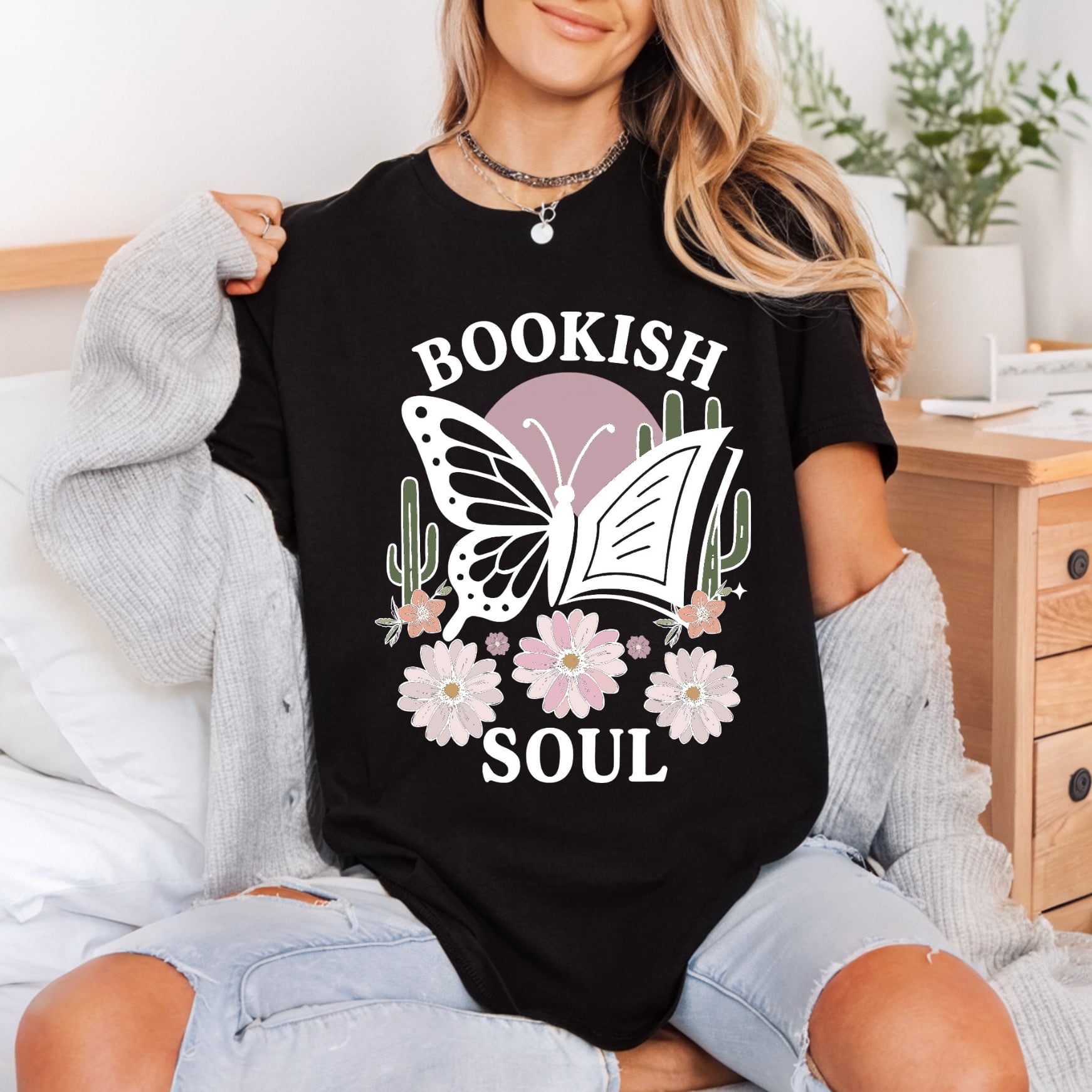 Bookish Soul Butterfly Retro Retro Boho Ready to Press DTF Transfer for Dtf