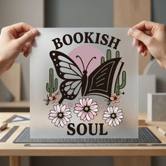 Bookish Soul Butterfly Retro Retro Boho Ready to Press DTF Transfer for Dtf