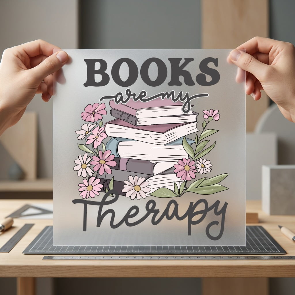 Books Therapy Literary Floral Floral Ready to Press DTF Transfer for Dtf