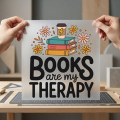 Books Therapy Retro Bookworm Vintage Retro Ready to Press DTF Transfer for Dtf