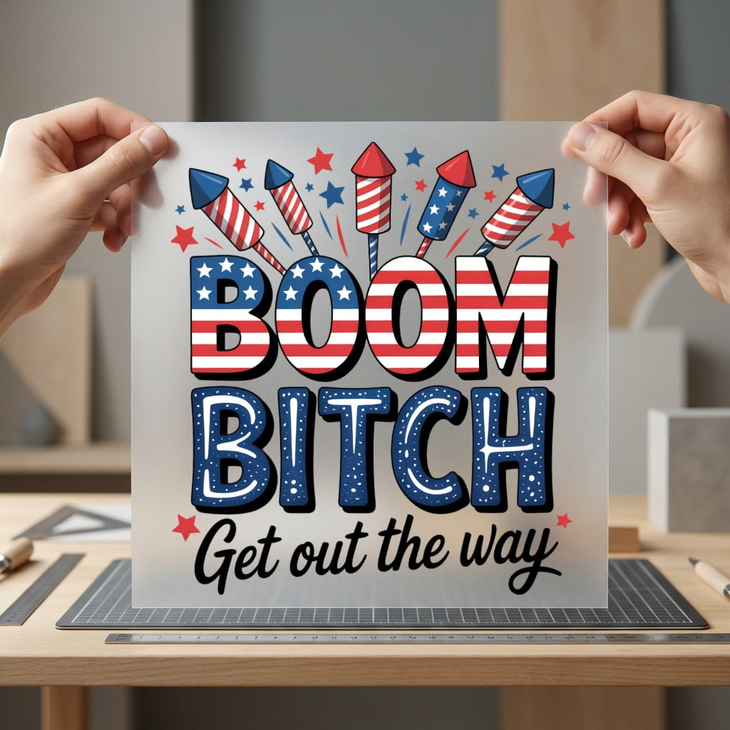 Boom Bitch Get Out 4th Of July Patriotic Ready to Press DTF Transfer for Dtf
