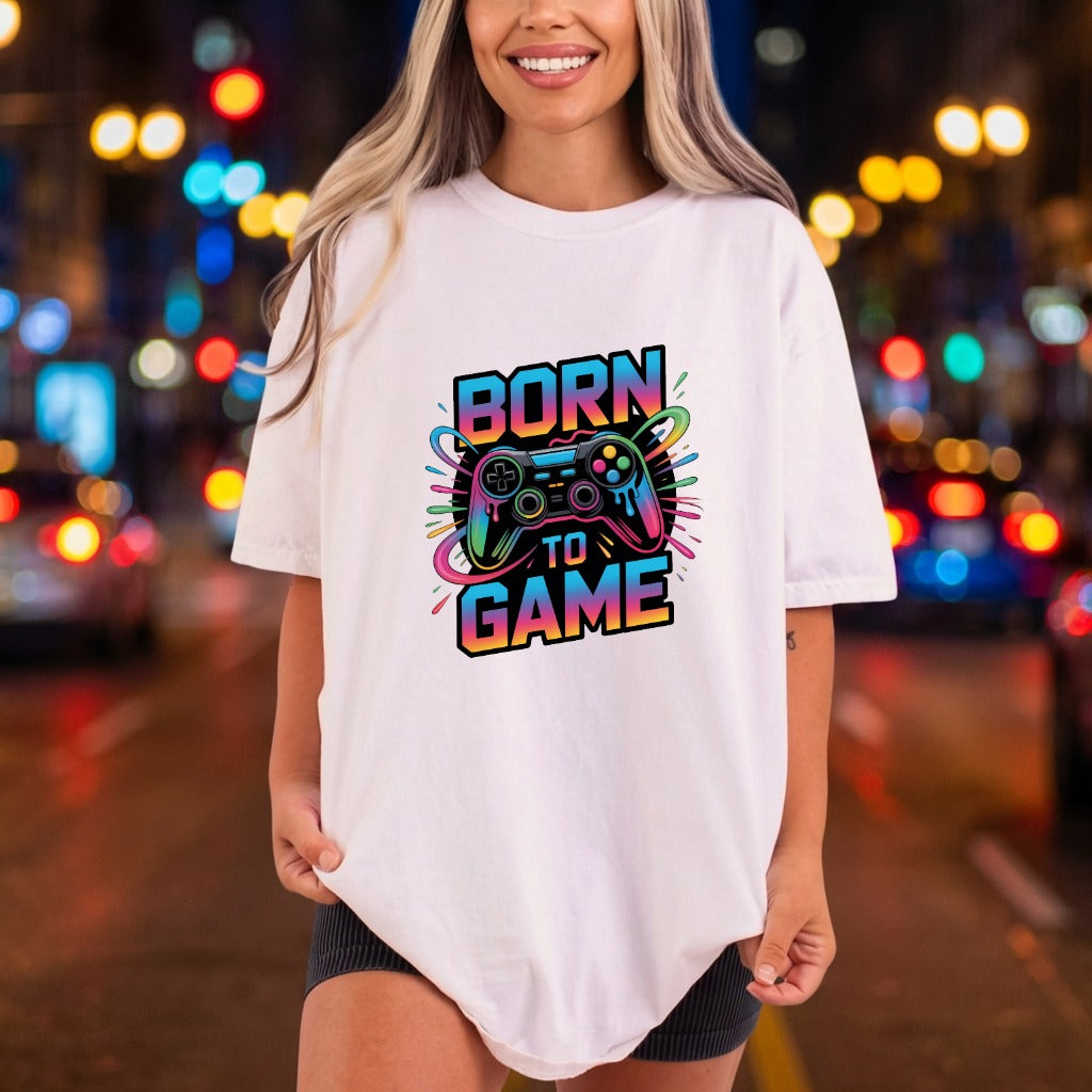 Born Game Controller Gamer Funny Sarcastic Ready to Press DTF Transfer for Dtf
