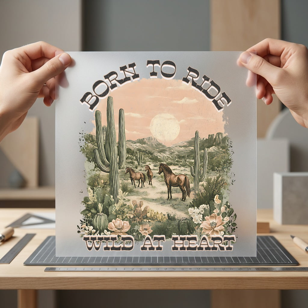 Born Ride Wild Heart Usa Vintage Ready to Press DTF Transfer for Dtf