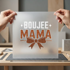 Boujee Mama Plaid Bow Usa Mom Ready to Press DTF Transfer for Dtf