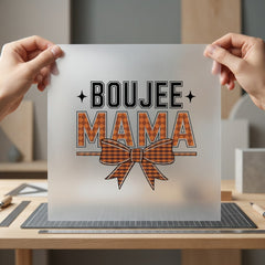 Boujee Mama Plaid Bow Usa Mom Ready to Press DTF Transfer for Dtf