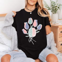 Brain Tulips Mental Health Aesthetic Ready to Press DTF Transfer for Dtf
