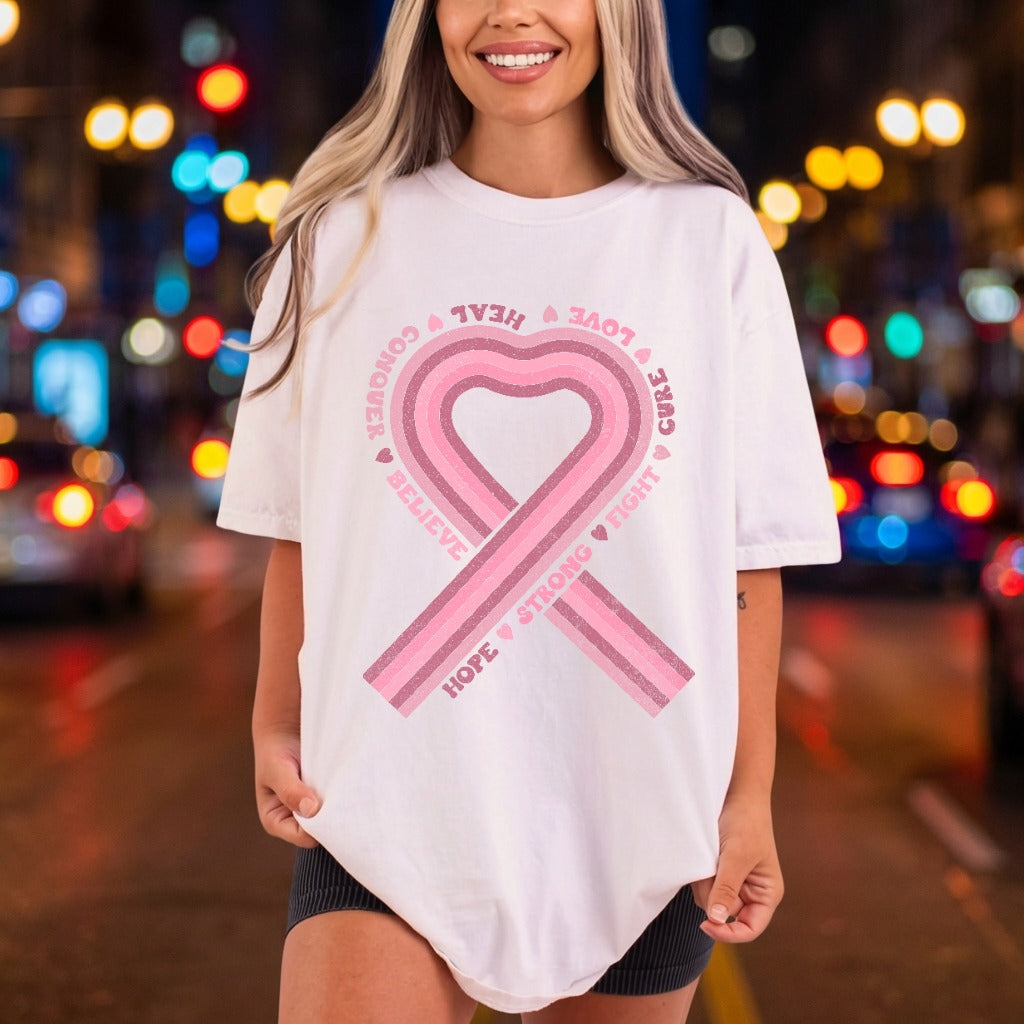 Breast Cancer Awareness Ribbon Faith Vintage Ready to Press DTF Transfer for Dtf